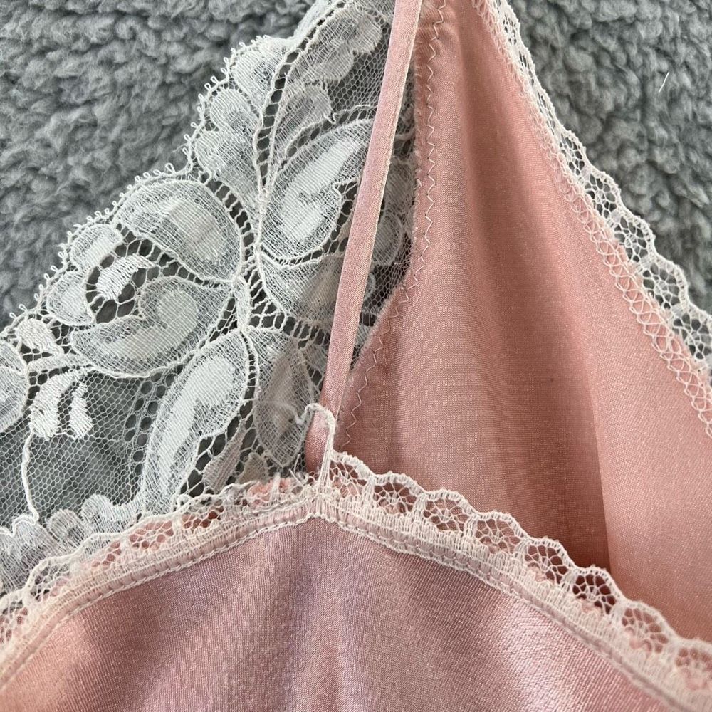 Vintage Light Pink Satin Slip Dress Lace Spaghetti Straps Size Small Coquette - Picture 7 of 9